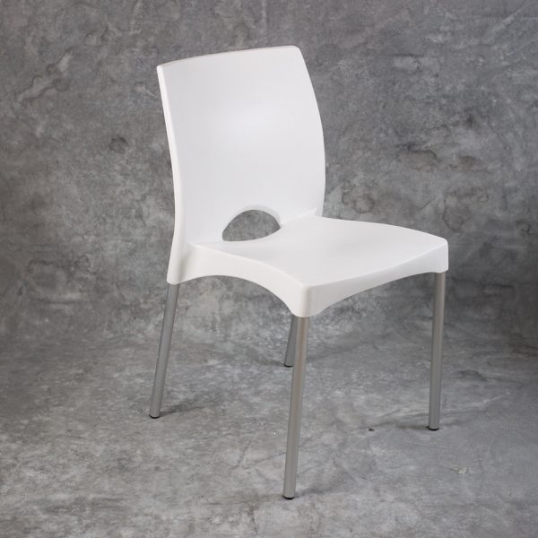 Silla Pvc Apilable c/ Patas Aluminio